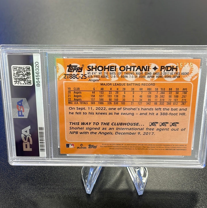 Shohei Ohtani 2023 Topps Silver Pack Purple Mojo, 15/75, PSA 10 Gem Mint