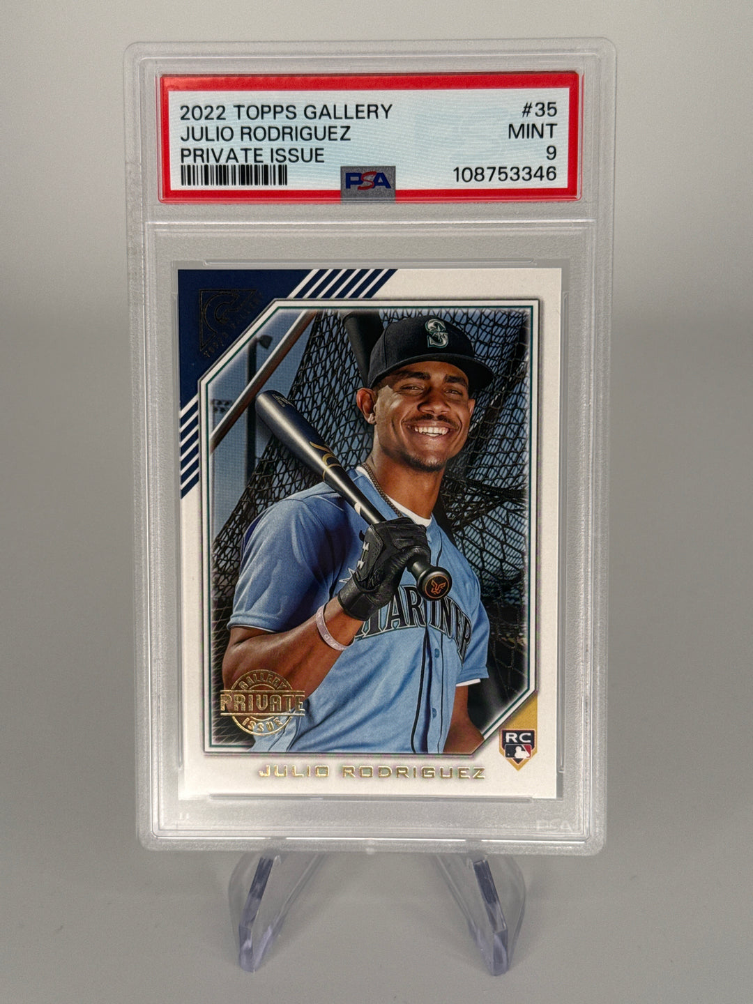 Julio Rodriguez 2022 Topps Gallery Private Issue Rookie, 069/250, PSA 9 Mint