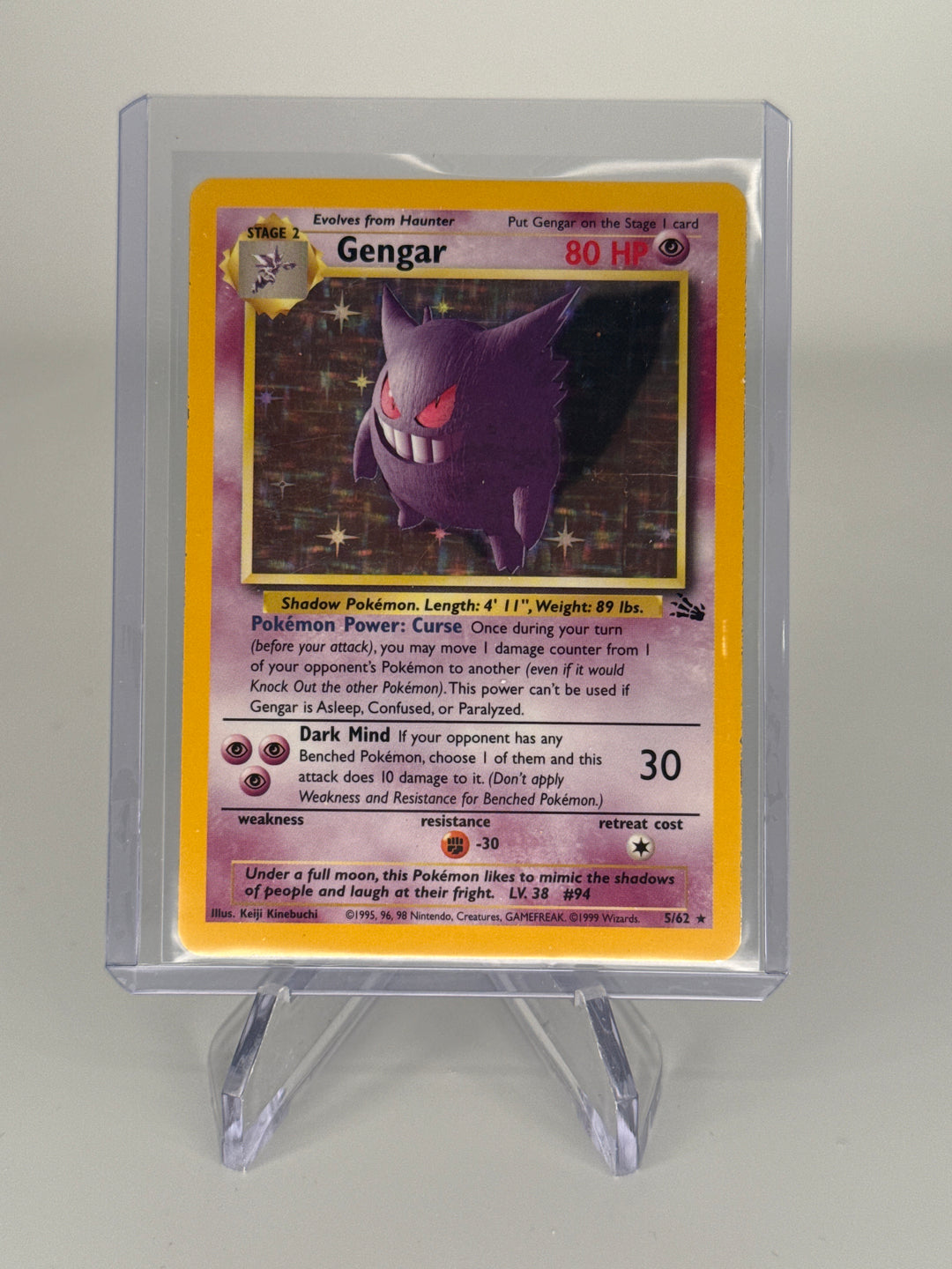 Pokemon TCG 1999 Gengar Fossil Holo, 5/62