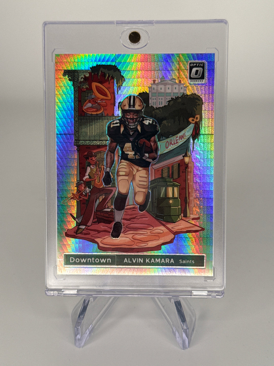 Alvin Kamara 2019 Panini Donruss Optic Downtown SSP Case Hit
