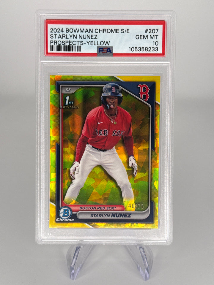 Starlyn Nunez 2024 Bowman Chrome Sapphire 1st Yellow Refractor, 40/75, PSA 10 Gem Mint