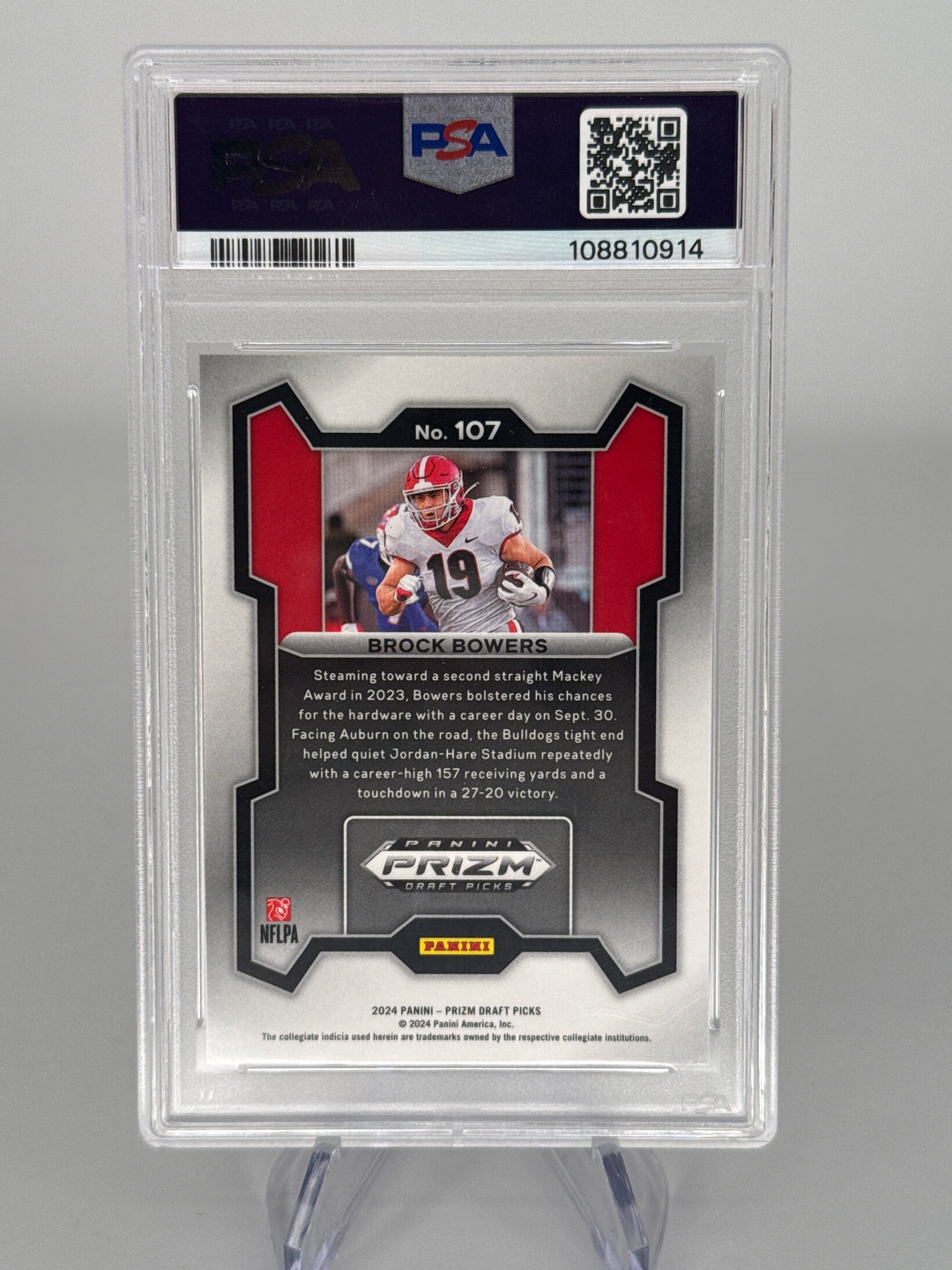 Brock Bowers 2024 Panini Prizm Draft Picks Rookie, PSA 10 Gem Mint