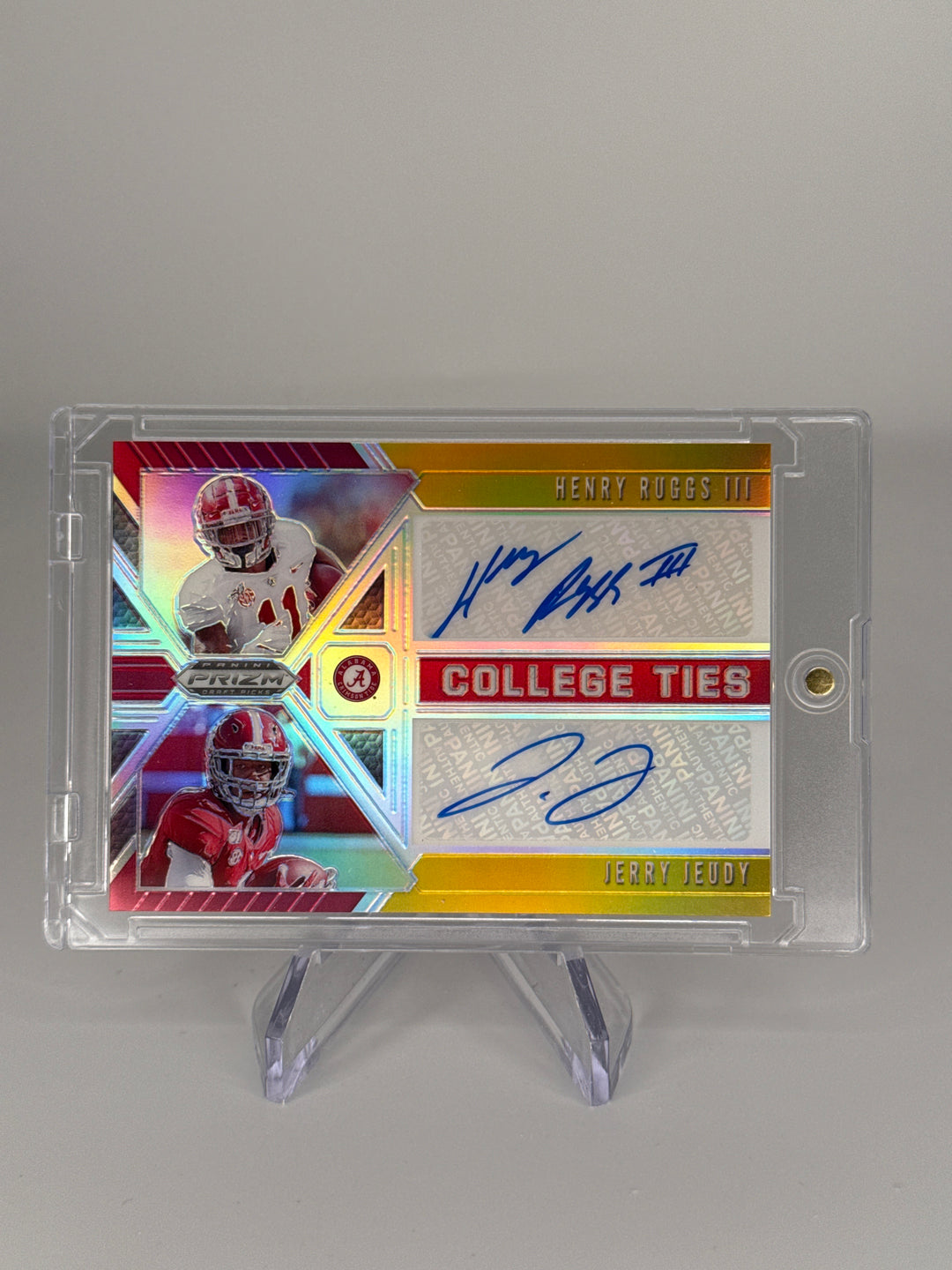 Henry Ruggs/Jerry Jeudy 2020 Panini Prizm Draft Picks College Ties Dual Gold Auto, 10/10