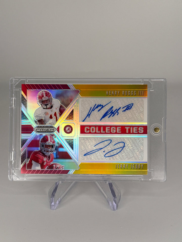 Henry Ruggs/Jerry Jeudy 2020 Panini Prizm Draft Picks College Ties Dual Gold Auto, 10/10