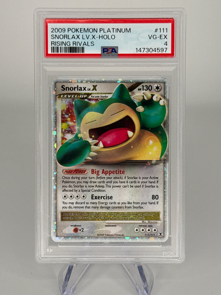 Pokemon TCG 2009 Snorlax LV. X Rising Rivals Holo, 111/111, PSA 4