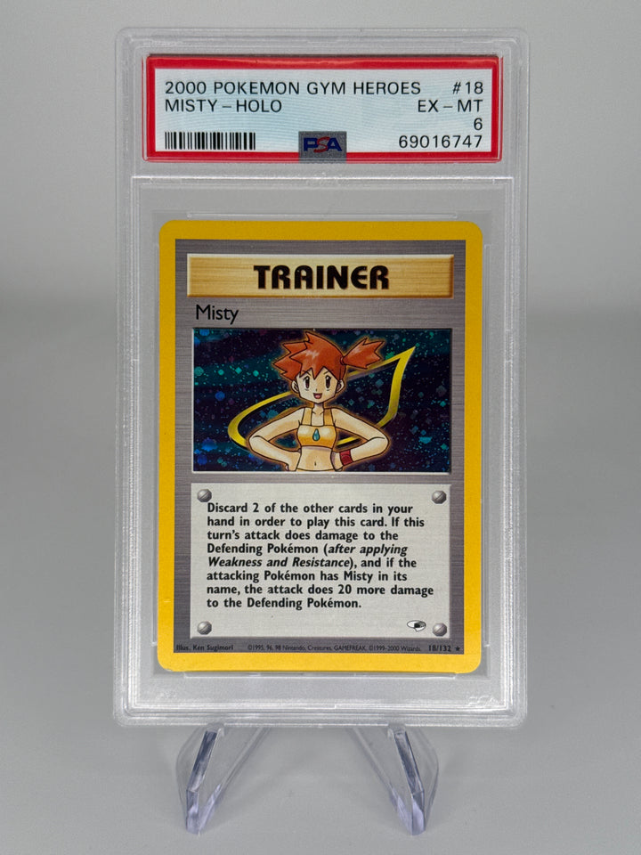 Pokemon TCG 2000 Misty Gym Heros Holo, 18/132, PSA 6