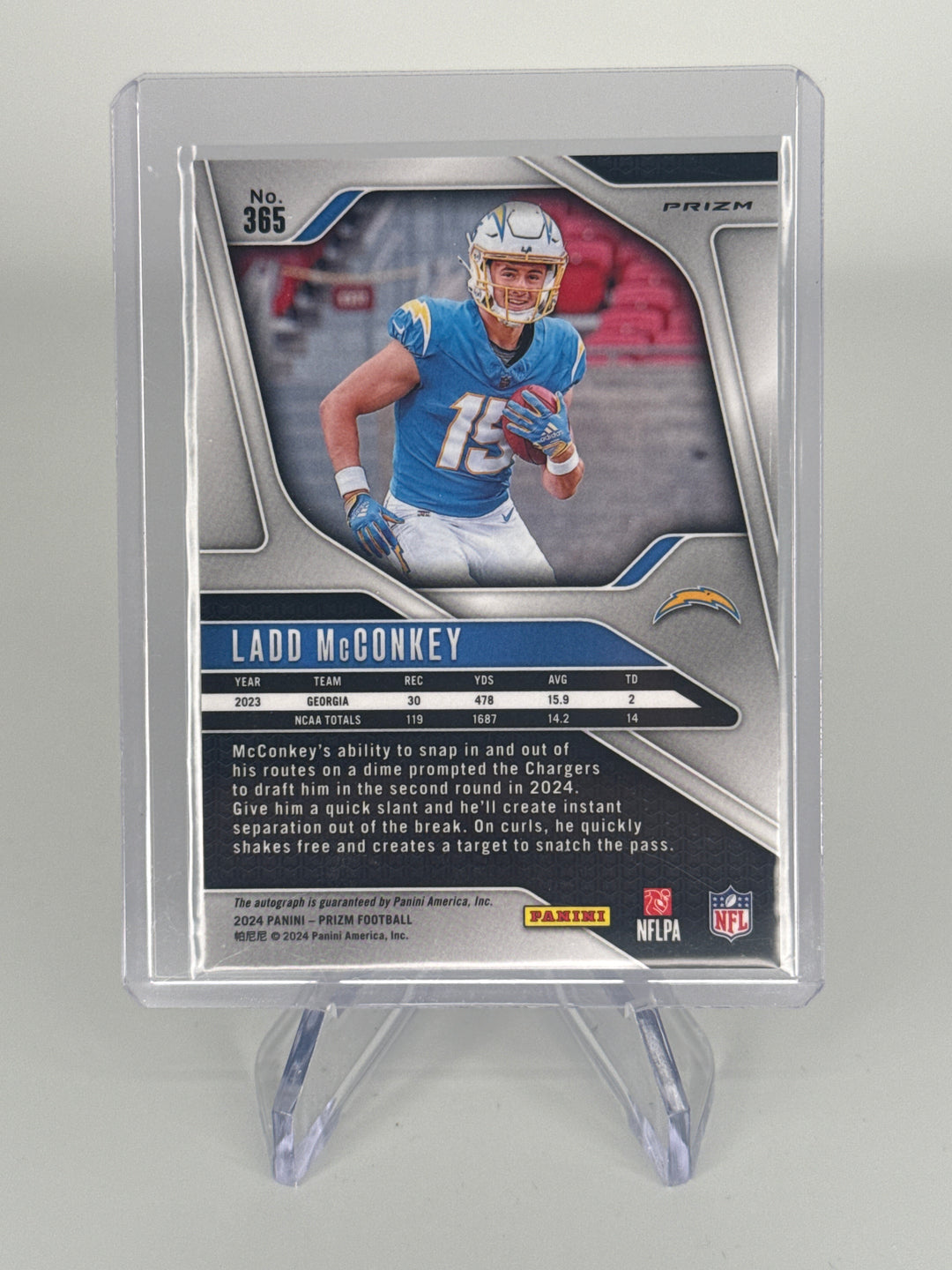 Ladd McConkey 2024 Panini Prizm Silver Rookie Auto