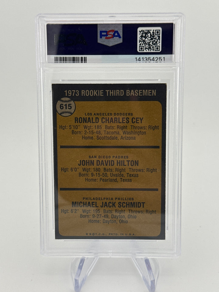 Ron Cey/John Hilton/Mike Schmidt 1973 Topps Rookie Third Baseman, PSA 4.5