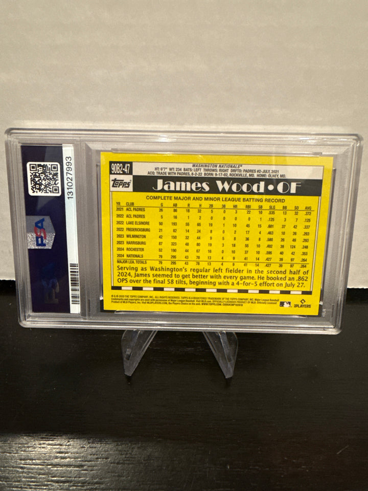 James Wood 2025 Topps 1990 Topps Gold Rookie, 32/50, PSA 9 Mint