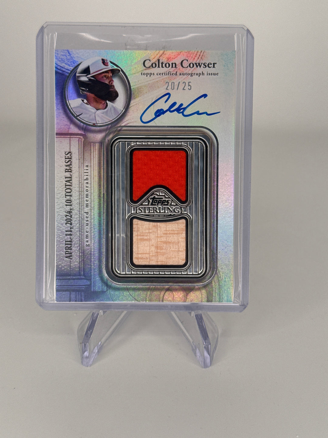 Colton Cowser 2025 Topps Sterling Rookie Dual Patch Auto, 20/25