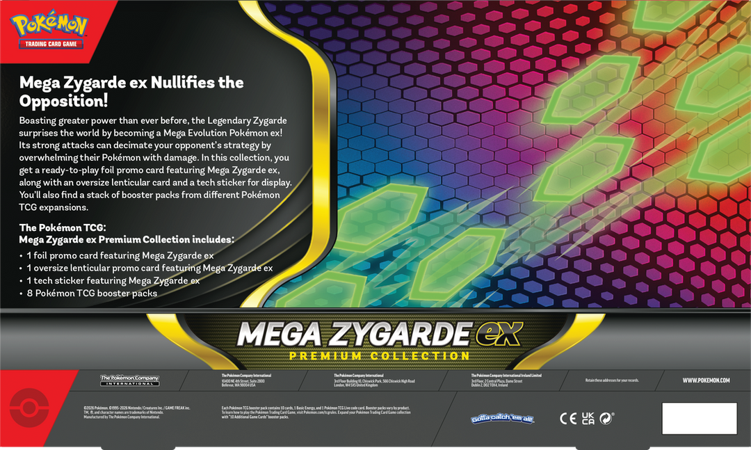 Mega Zygarde ex Premium Collection packaging with colorful design and text.