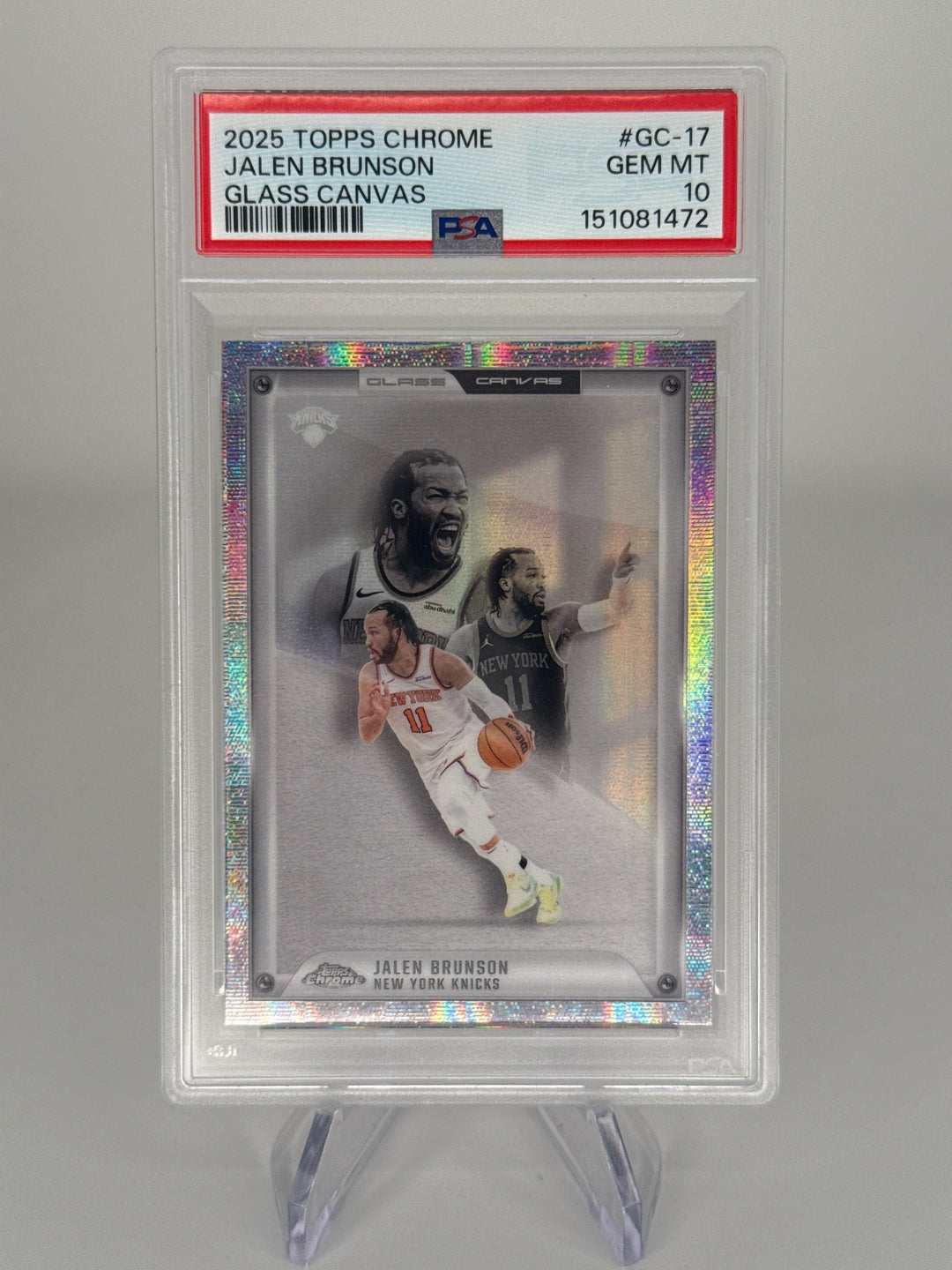 Jalen Brunson 2025 Topps Chrome Glass Canvas SSP Case Hit, PSA 10 Gem Mint