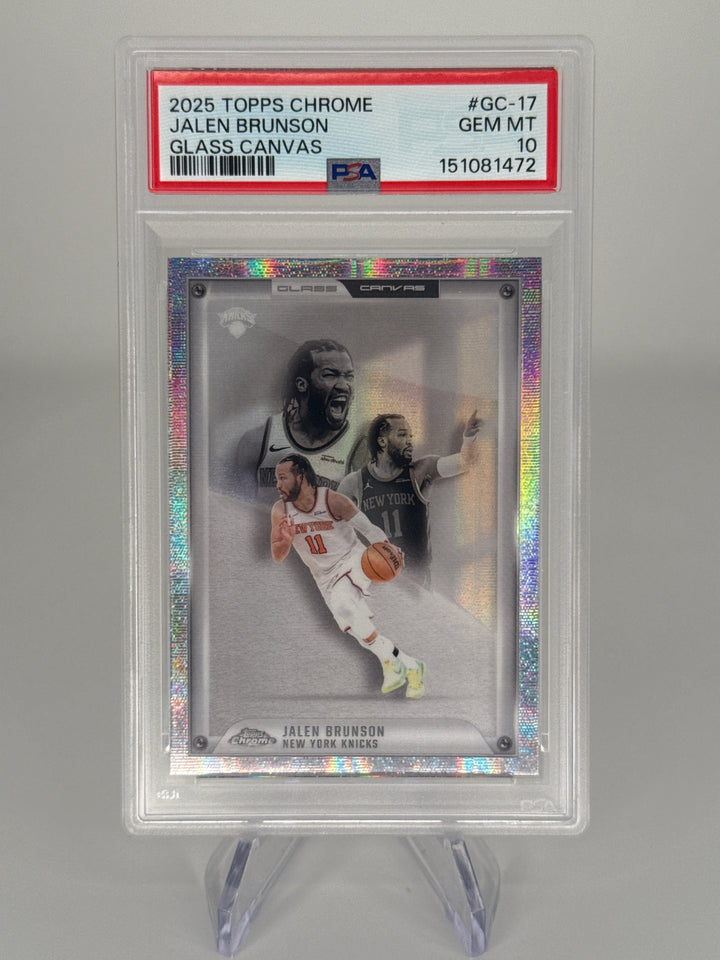 Jalen Brunson 2025 Topps Chrome Glass Canvas SSP Case Hit, PSA 10 Gem Mint