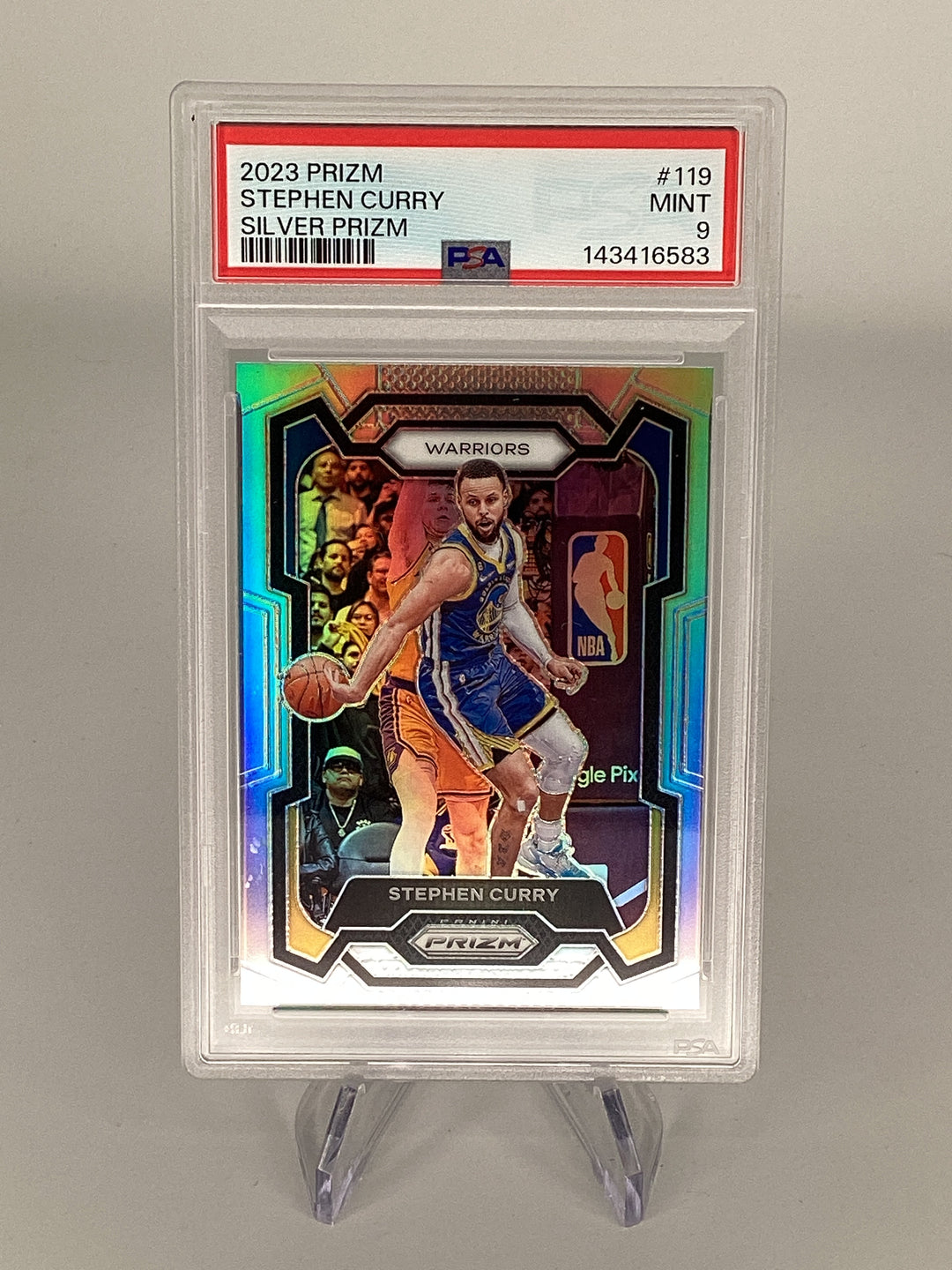 Stephen Curry 2023 Panini Prizm Silver, PSA 9 Mint