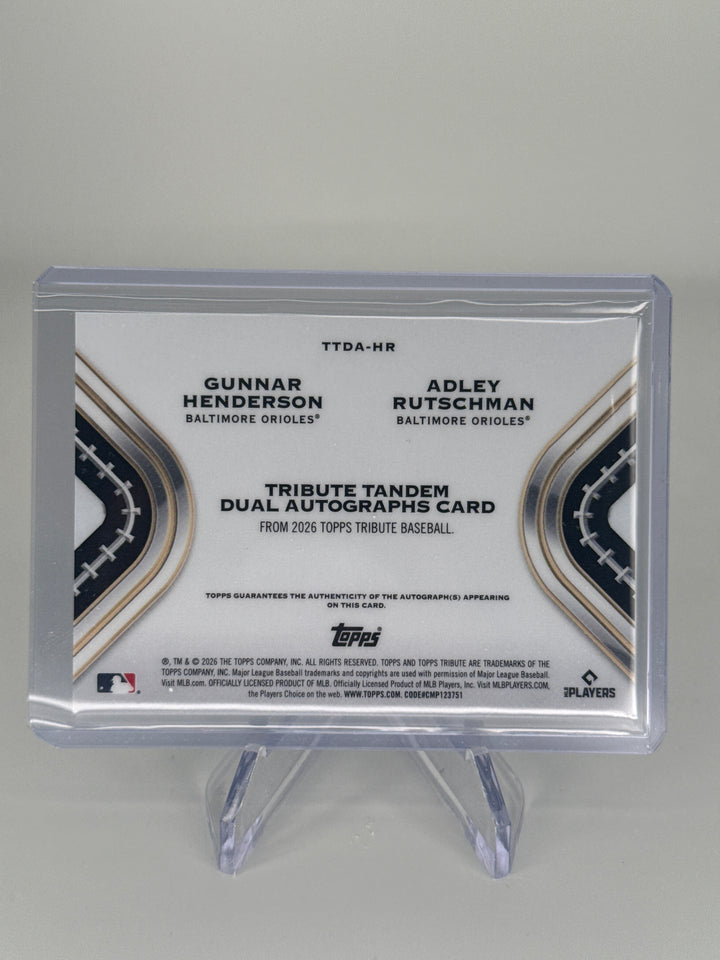 Gunnar Henderson/Adley Rutschman 2026 Topps Tribute Dual Auto, 37/50