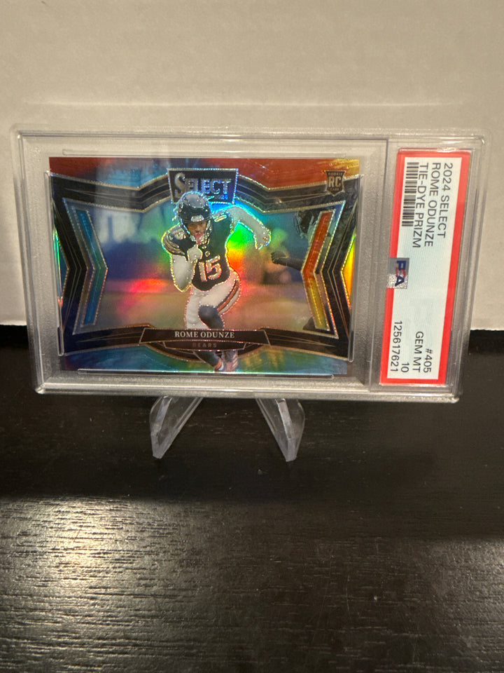 Rome Odunze 2024 Panini Select Tie Die Field Level Rookie, 17/25, PSA 10 Gem Mint