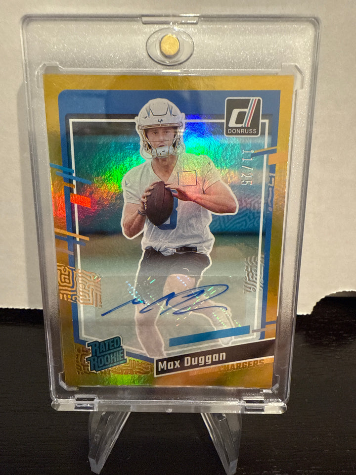 Max Duggan 2023 Panini Donruss Gold Rated Rookie Auto, 11/25