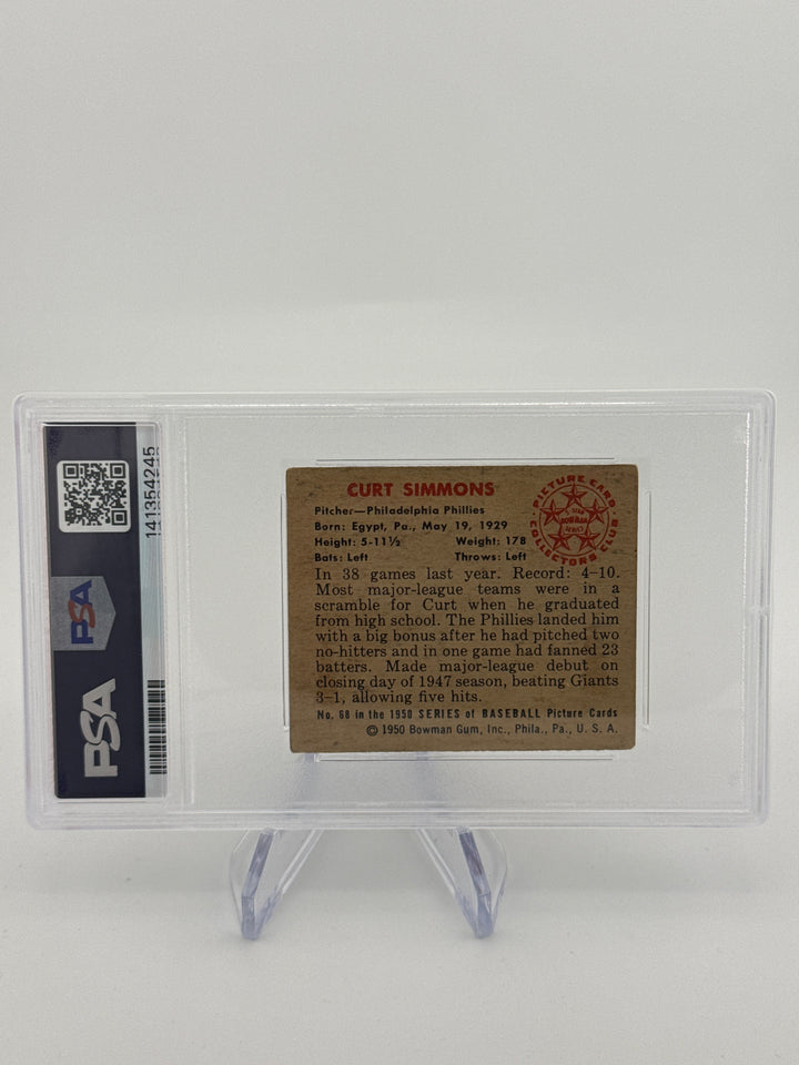 Curt Simmons 1950 Bowman, PSA 2