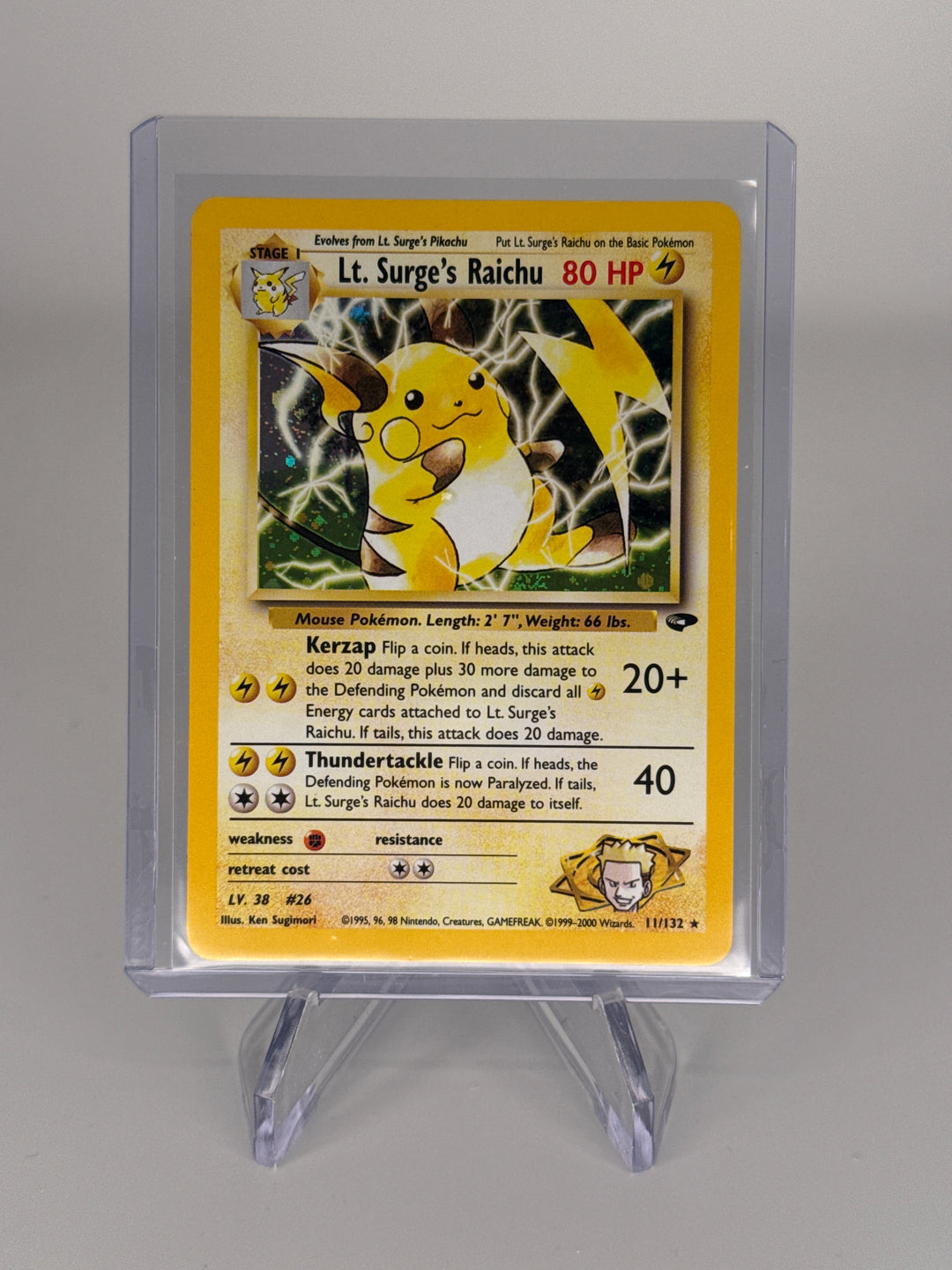 Pokemon TCG 2000 Lt. Surge's Raichu Gym Heroes Holo, 11/132