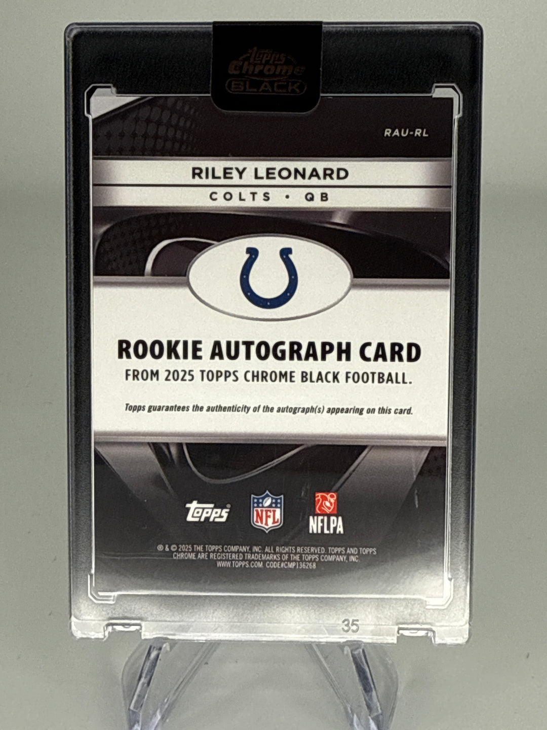Riley Leonard 2025 Topps Chrome Black Rookie Auto