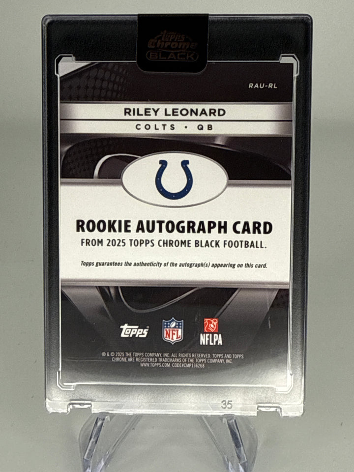 Riley Leonard 2025 Topps Chrome Black Rookie Auto