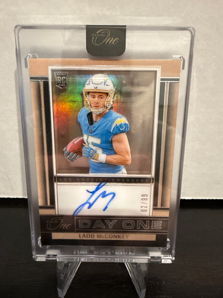 Ladd McConkey 2024 Panini One Day One Rookie Auto, 02/99