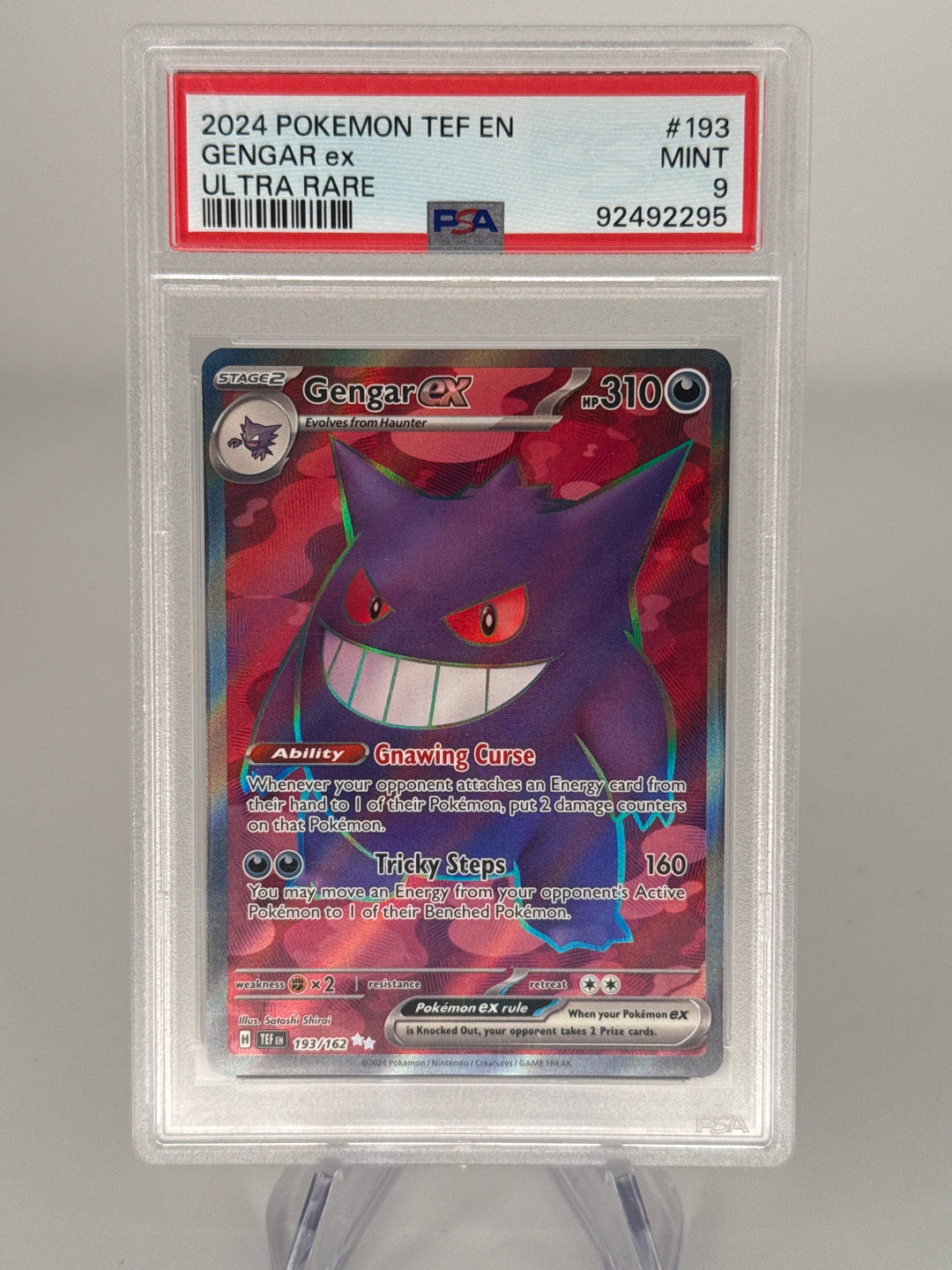 Pokemon TCG 2024 Gengar EX Temporal Forces, 193/162, PSA 9 Mint