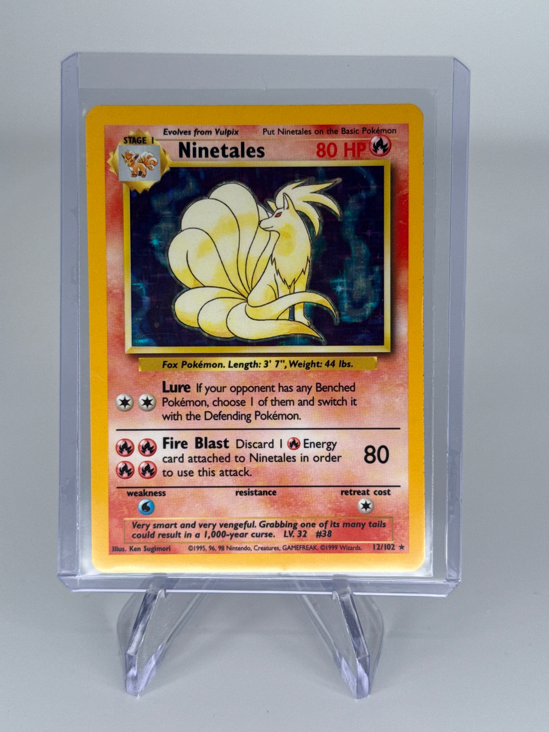 Pokemon TCG 1999 Ninetales Base Set Holo, 12/102