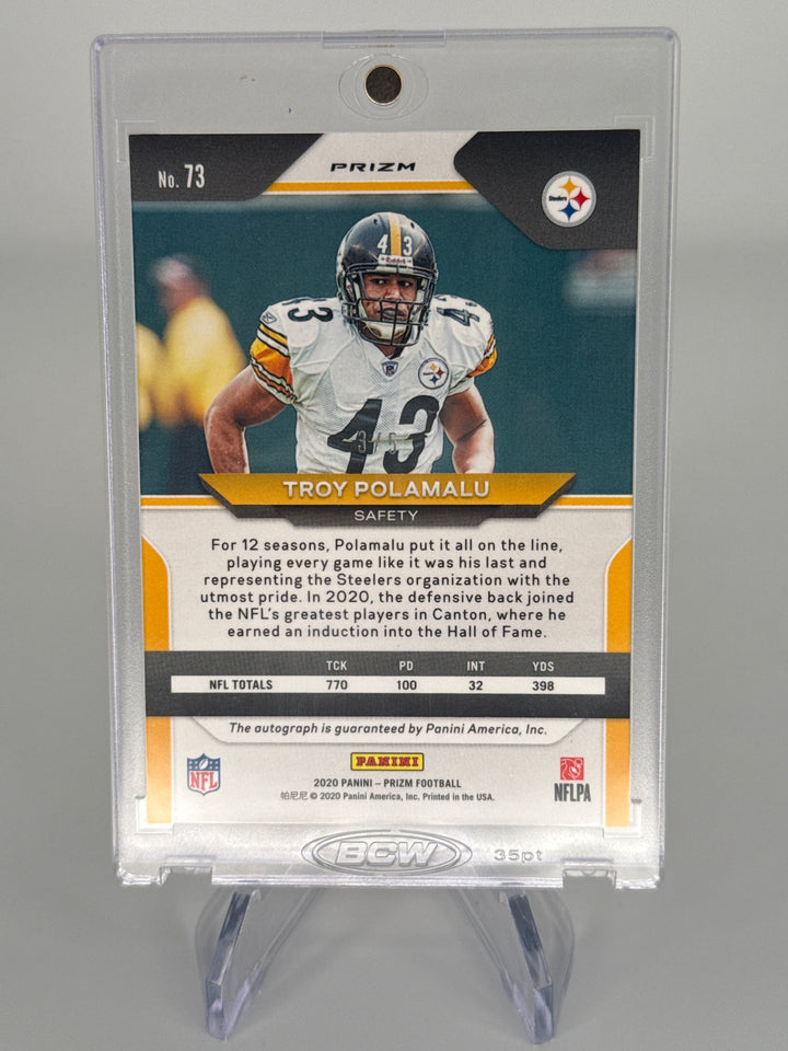 Troy Polamalu 2020 Panini Prizm Red Prizm Auto, 3/5