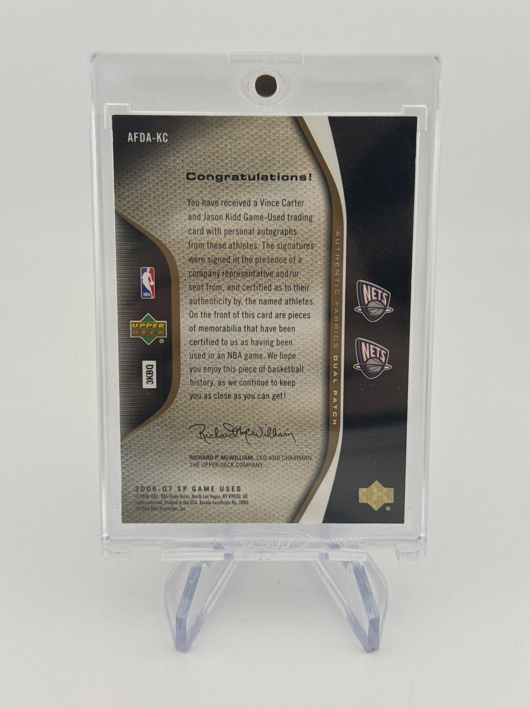 Vince Carter/Jason Kidd 2006-2007 Upper Deck SP Game Used Dual Patch Auto, 14/25