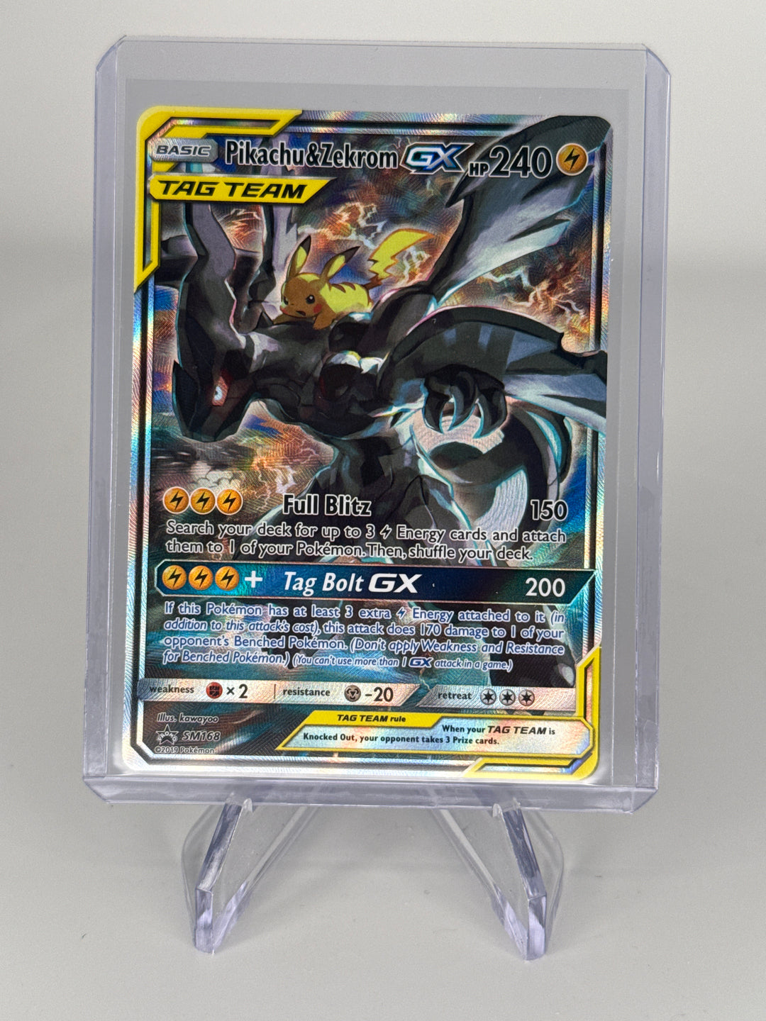 Pokemon TCG 2019 Pikachu & Zekrom GX Sun & Moon Black Star Promo, SM168