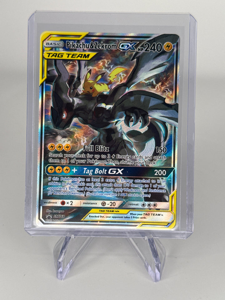 Pokemon TCG 2019 Pikachu & Zekrom GX Sun & Moon Black Star Promo, SM168