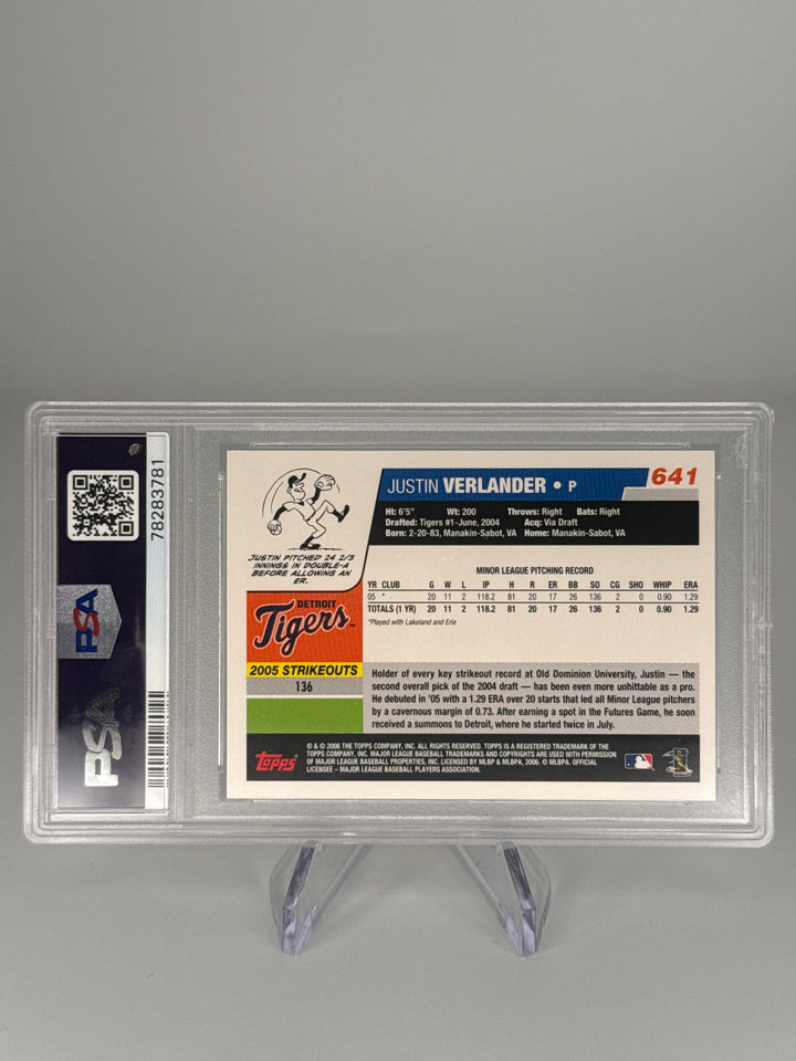 Justin Verlander 2006 Topps Rookie, PSA 9 Mint