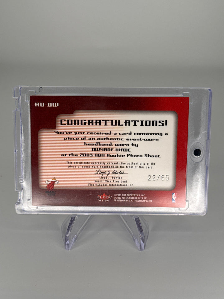 Dwyane Wade 2003 Fleer Tradition Heads Up Worn Headband Rookie, 22/65