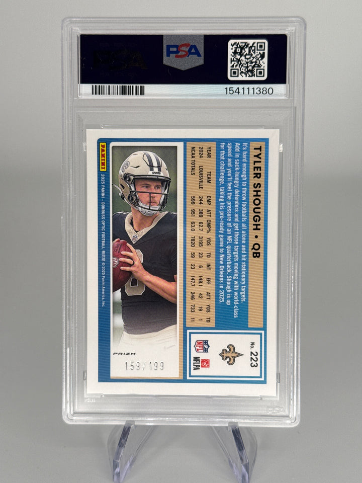Tyler Shough 2025 Panini Donruss Optic Flex Emoji Rookie, 159/199, PSA 10 Gem Mint