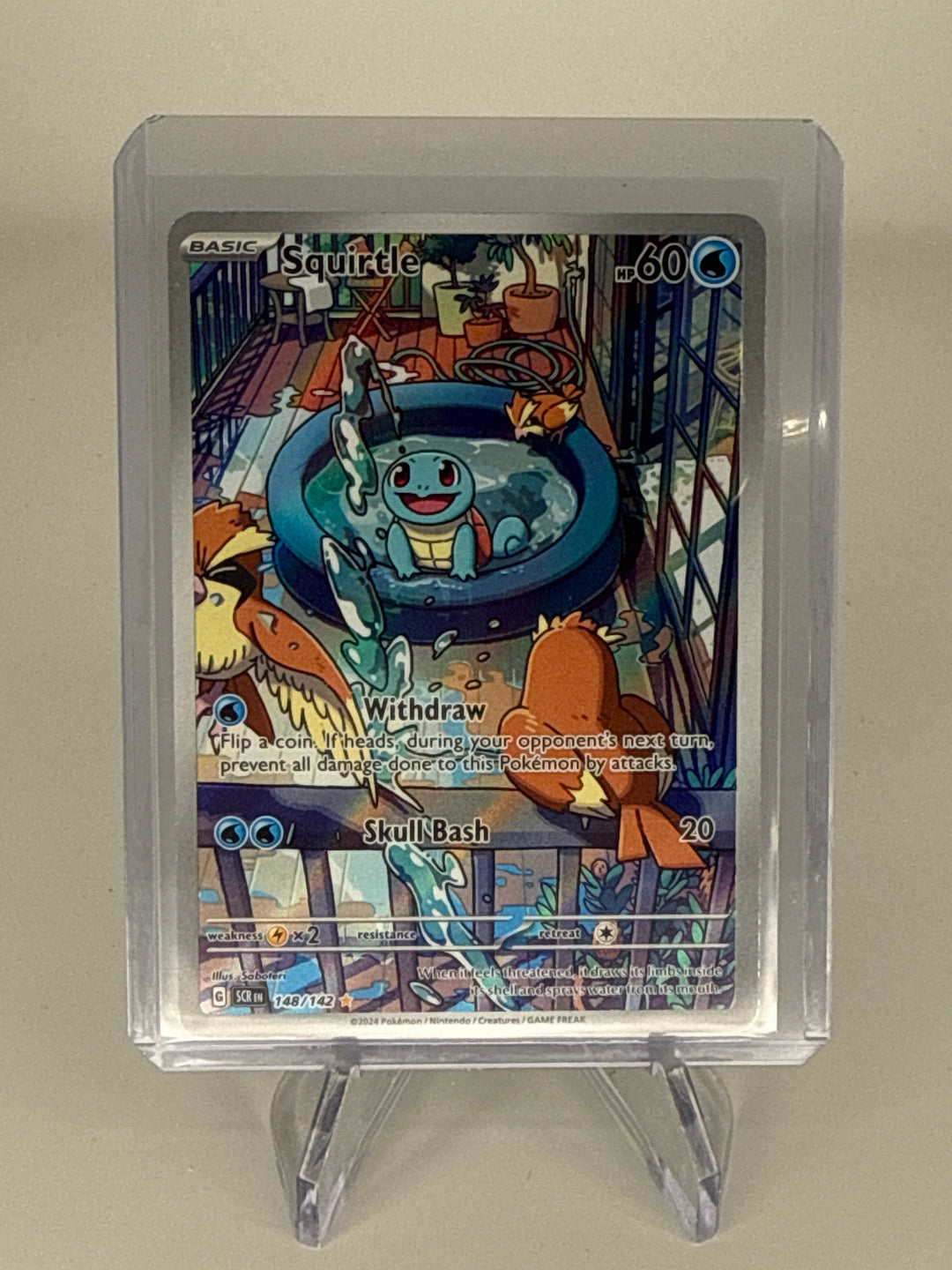 Pokemon TCG 2024 Squirtle Stellar Crown Full Art Illustration Rare, 148/142