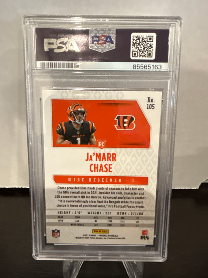 Ja'marr Chase 2021 Panini Phoenix Fire Busrt Rookie Card, PSA Authentic Auto