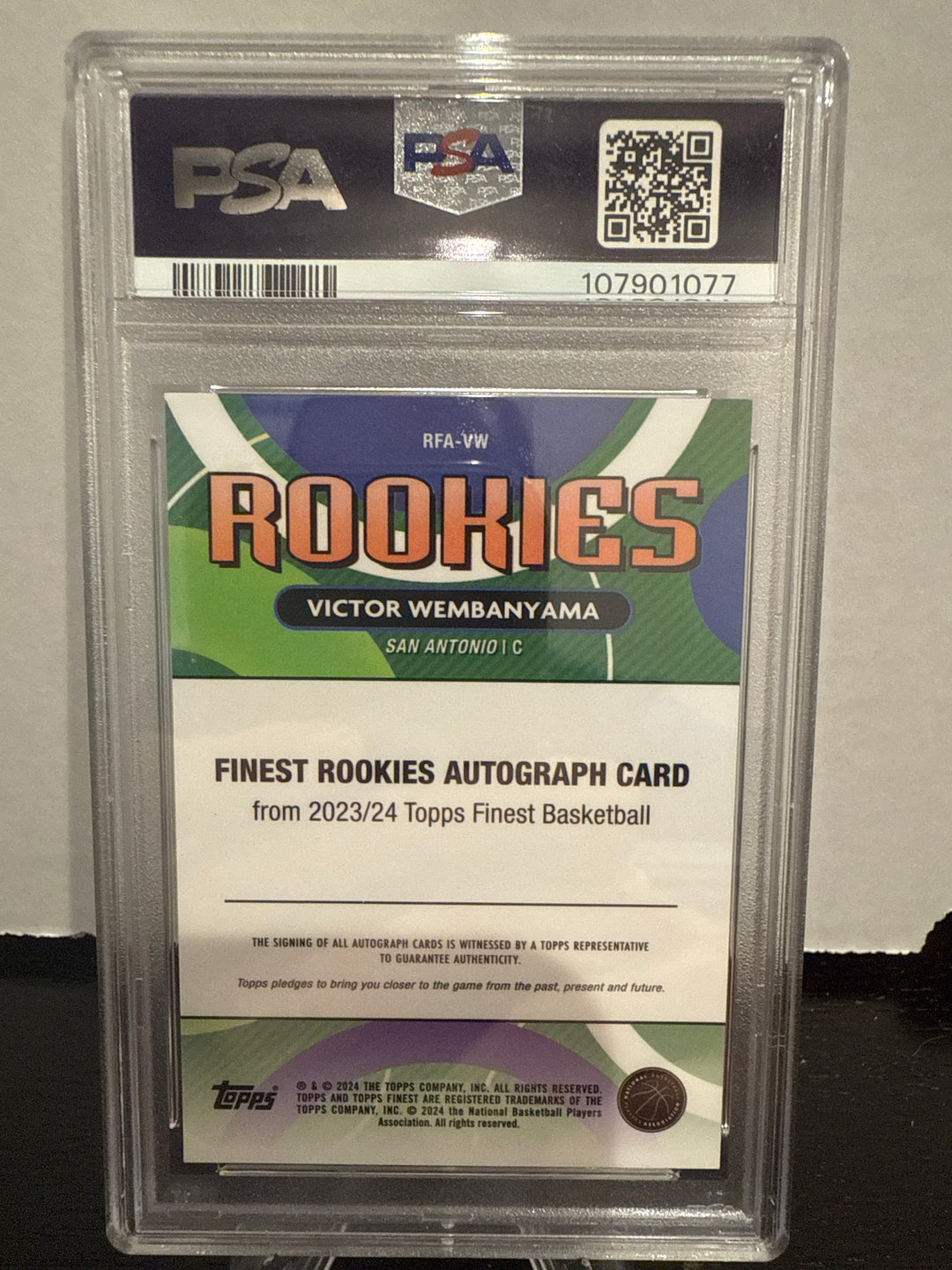 Victor Wembanyama 2023 Topps Finest Rookie Auto, PSA 10 Gem Mint