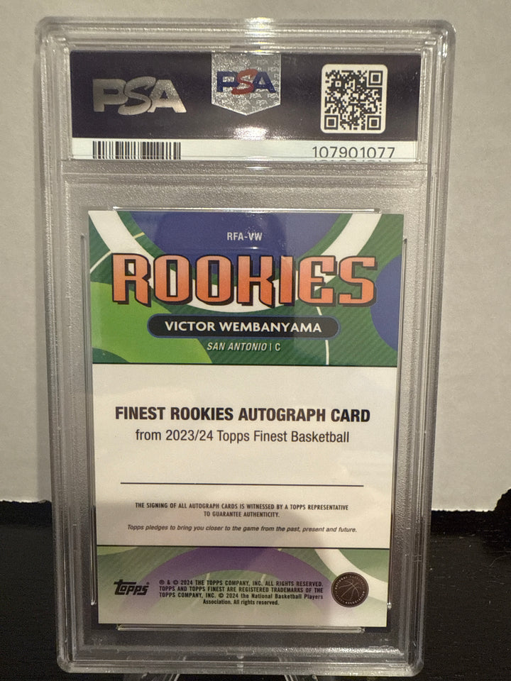 Victor Wembanyama 2023 Topps Finest Rookie Auto, PSA 10 Gem Mint