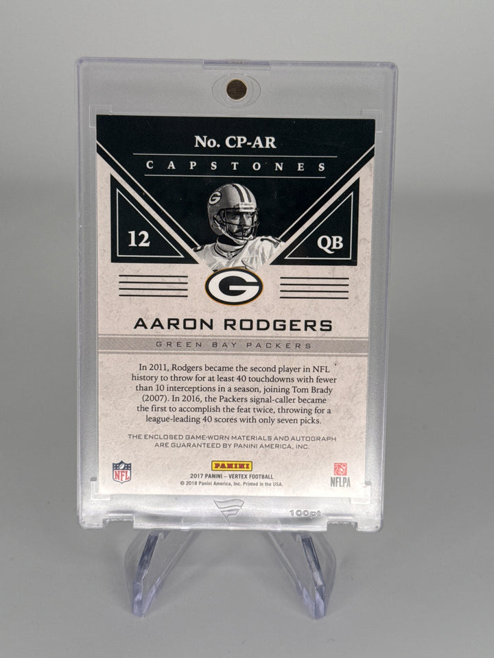 Aaron Rodgers 2017 Panini Vertex Capstones Gold Quad Relic Auto, 02/10