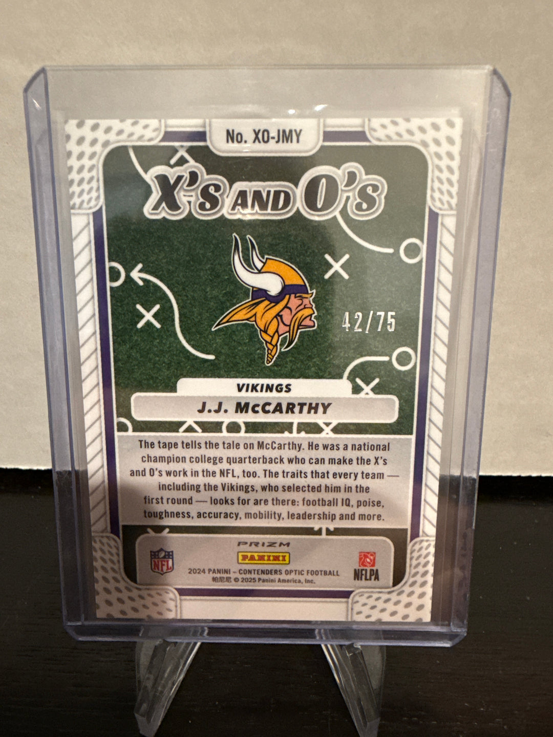 JJ McCarthy 2024 Panini Contenders Optic X's and O's Pink Rookie, 42/75