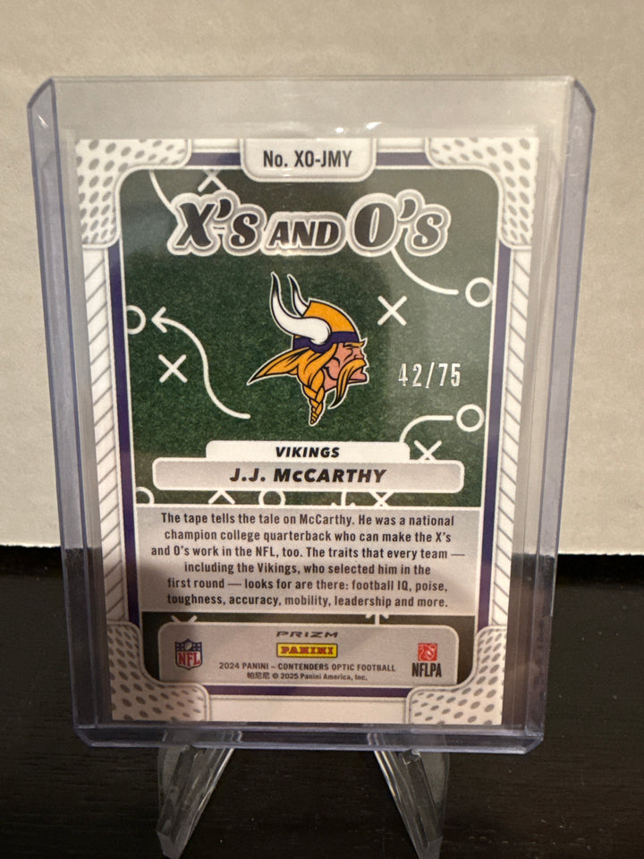 JJ McCarthy 2024 Panini Contenders Optic X's and O's Pink Rookie, 42/75