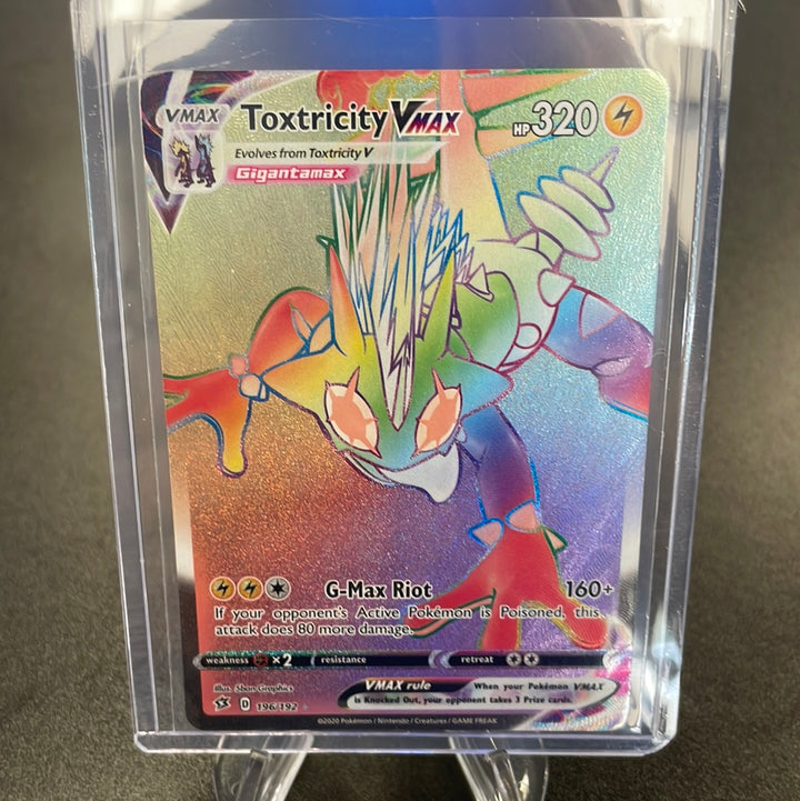 Pokemon TCG 2020 Toxtricity VMax Rebel Clash Rainbow Full Art Holo, 196/192