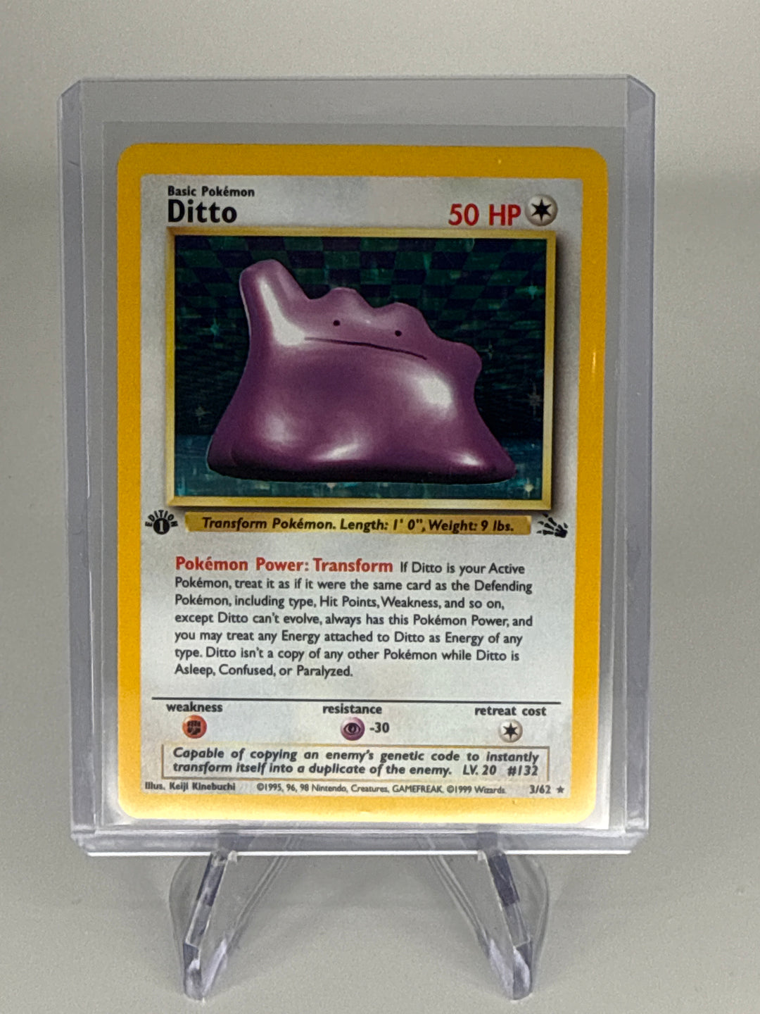 Pokemon TCG 1999 Ditto 1st Edition Fossil Holo, 3/62