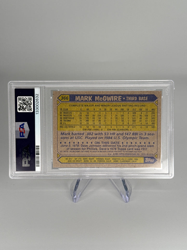 Mark McGwire 1987 Topps Rookie, PSA 10 Gem Mint