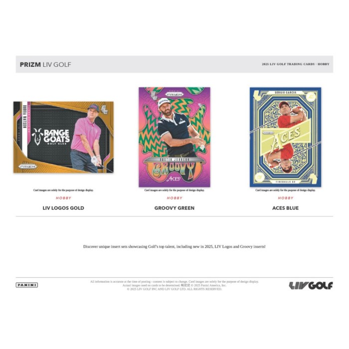 Three golf trading card packs with different designs on a white background.