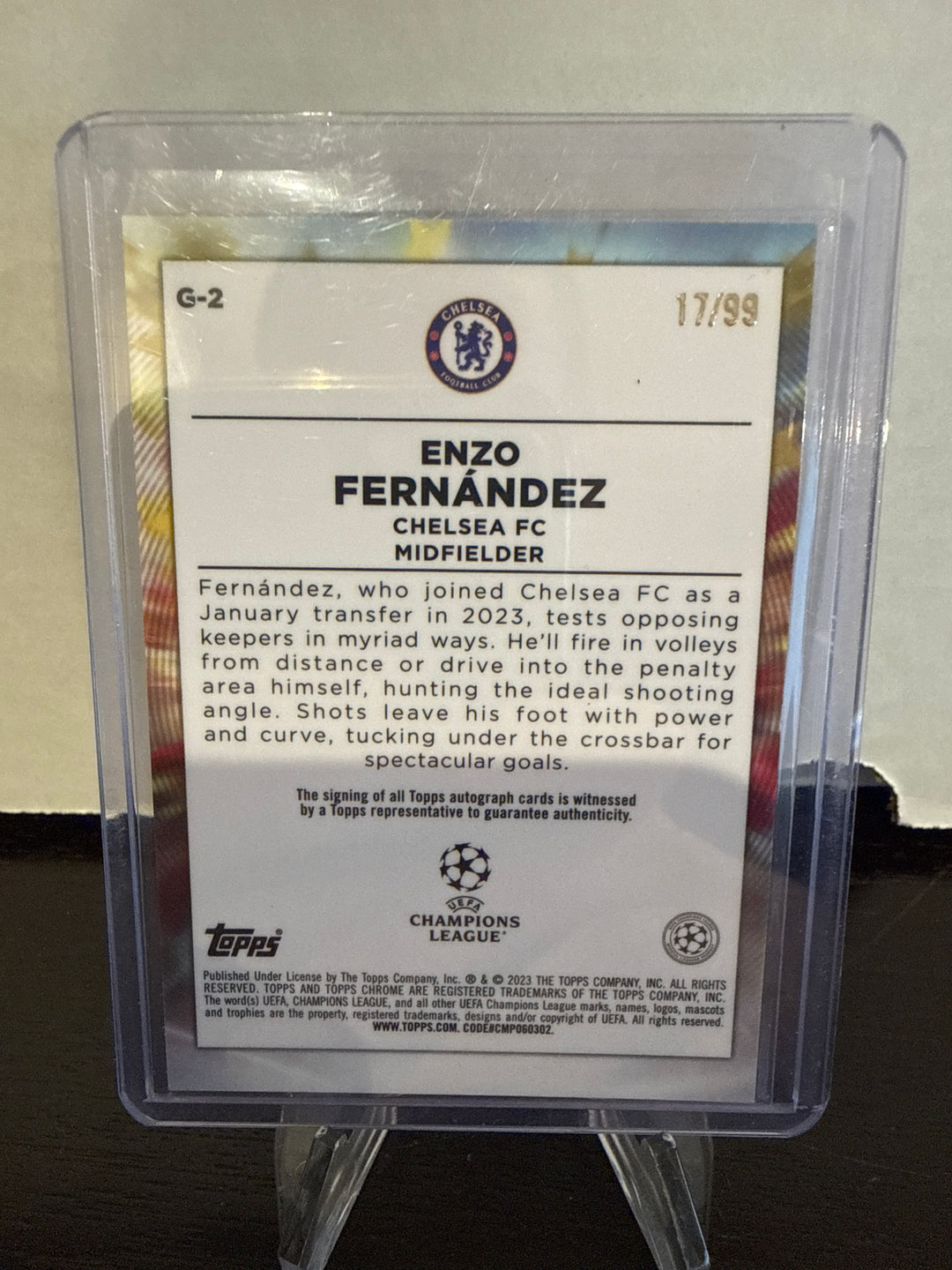 Enzo Fernandez 2023 Topps Chrome Golazo Auto, 17/99