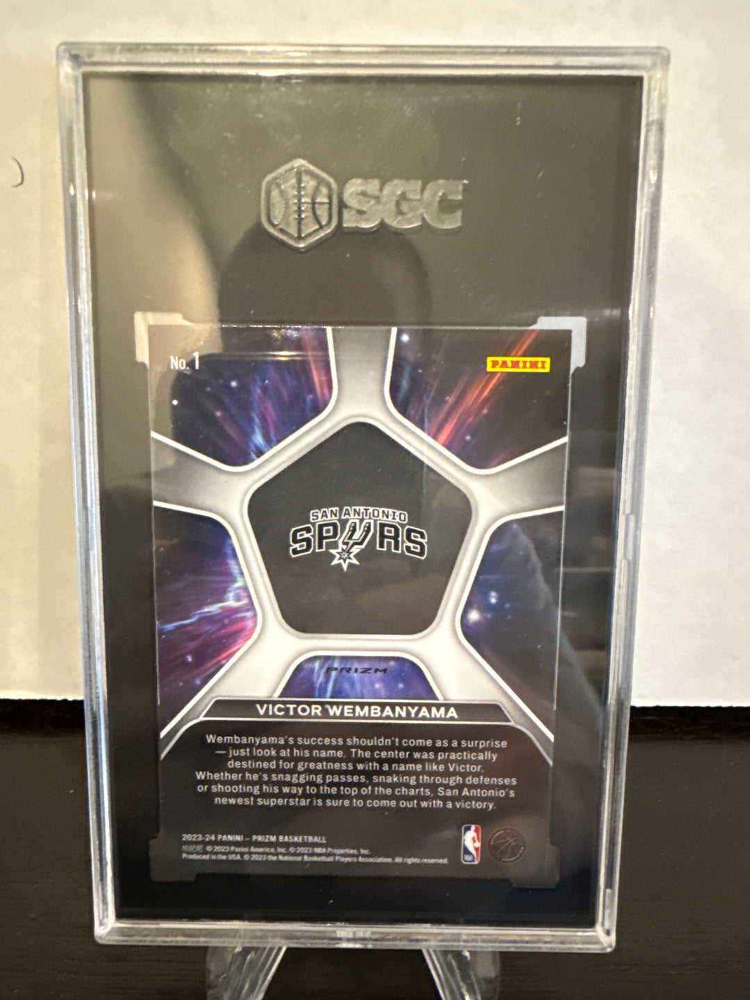 Victor Wembanyama 2023 Panini Prizm Deep Space Green Prizm Rookie, SGC 10 Gem Mint