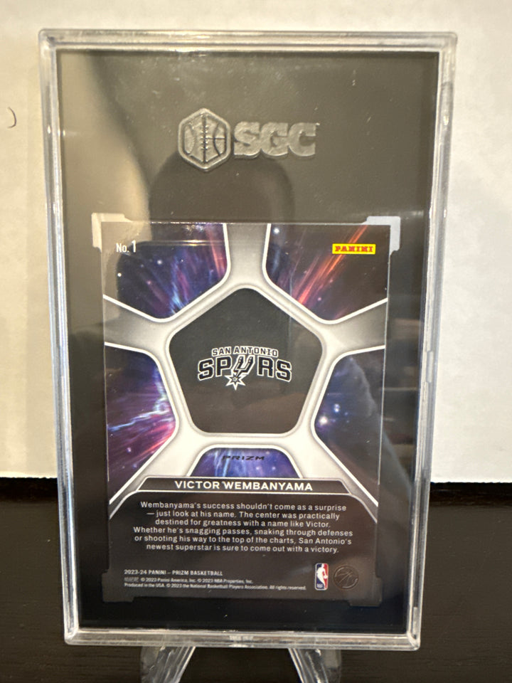 Victor Wembanyama 2023 Panini Prizm Deep Space Green Prizm Rookie, SGC 10 Gem Mint
