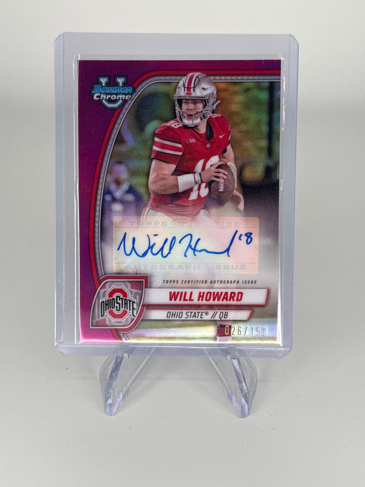 Will Howard 2024 Bowman Chrome University Fuchsia Auto, 026/150